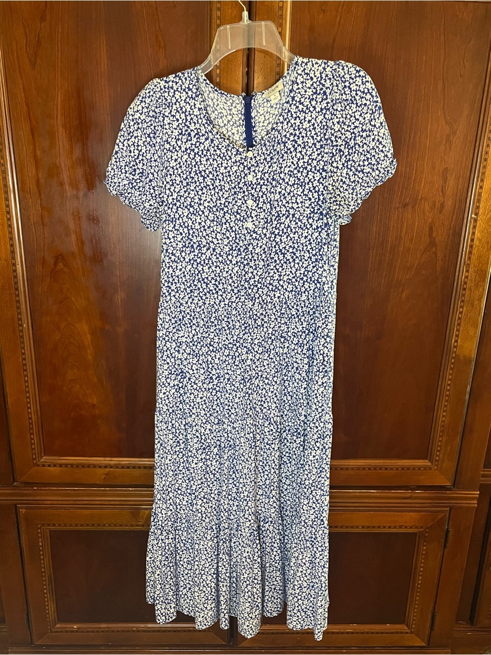 J. Crew Blue and White Floral Maxi Dress - has pockets!